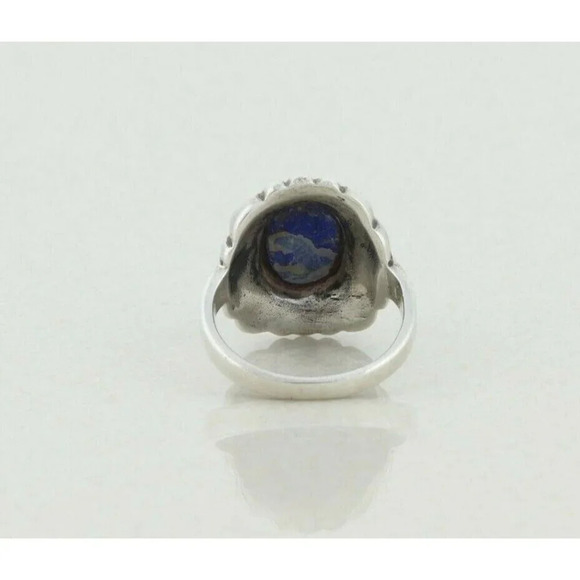 Sterling Silver Lapis Lazuli and Marcasite Ring Size 6 - Picture 7 of 7